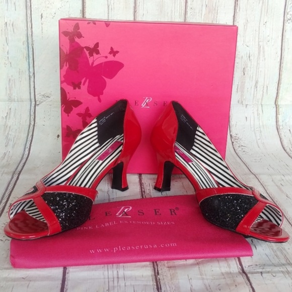 PLEASER | Red & Black Patent Leather Jenna Heels Size 14M. New in the box! - Picture 5 of 16